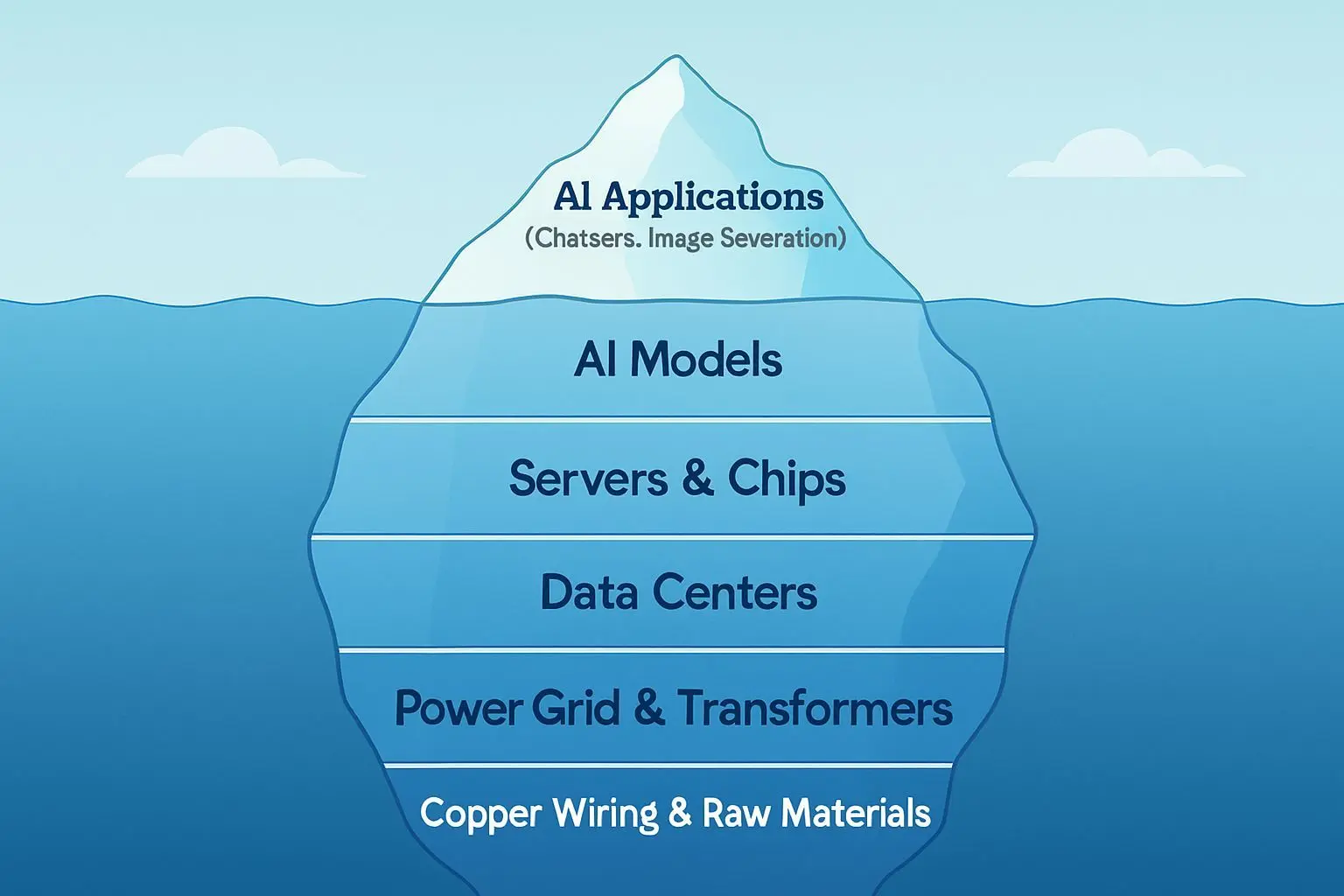 빙산의 비유: 눈에 보이는 AI와 보이지 않는 인프라