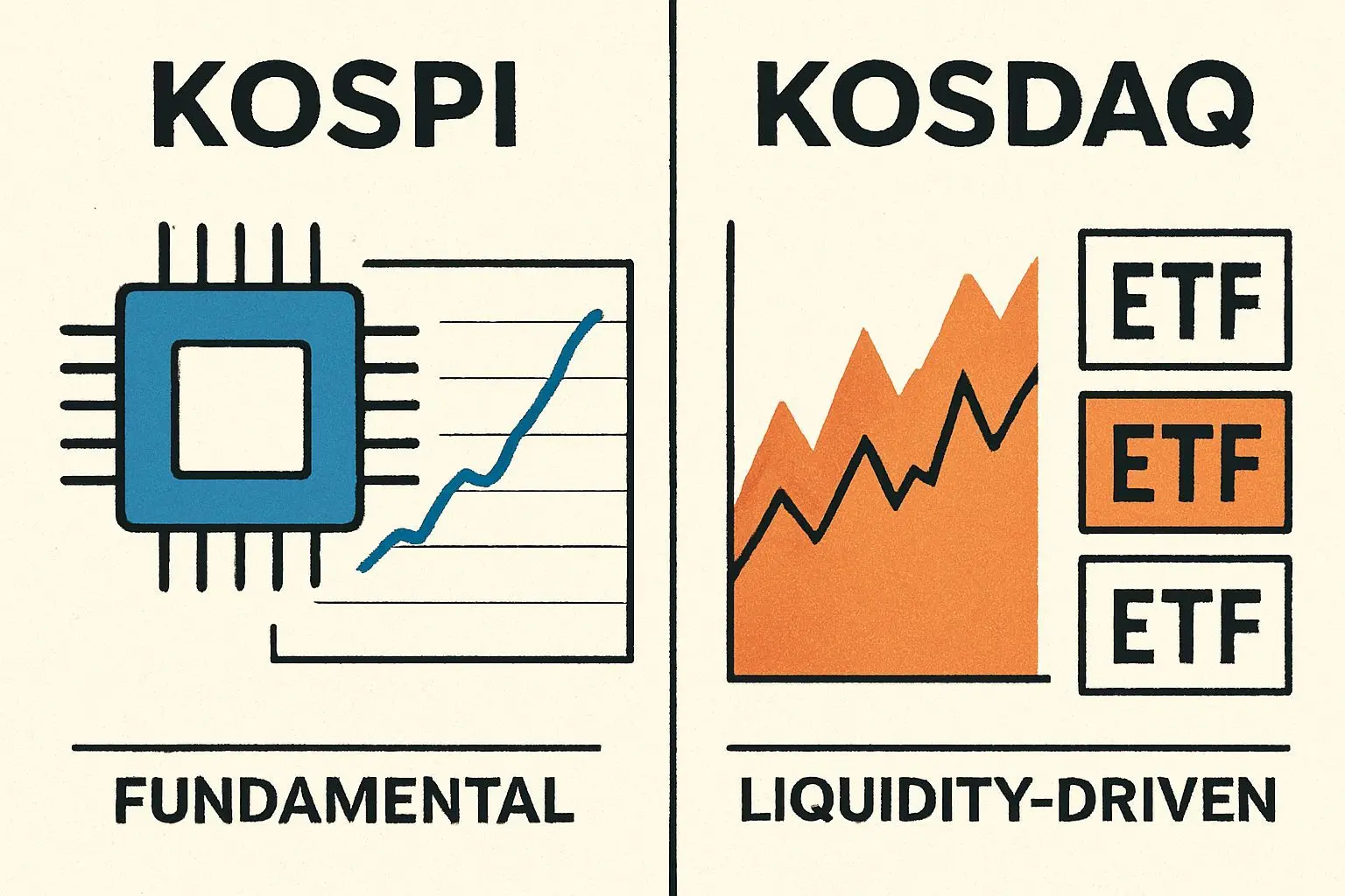 코스피 vs 코스닥: 펀더멘탈과 유동성으로 본 진실