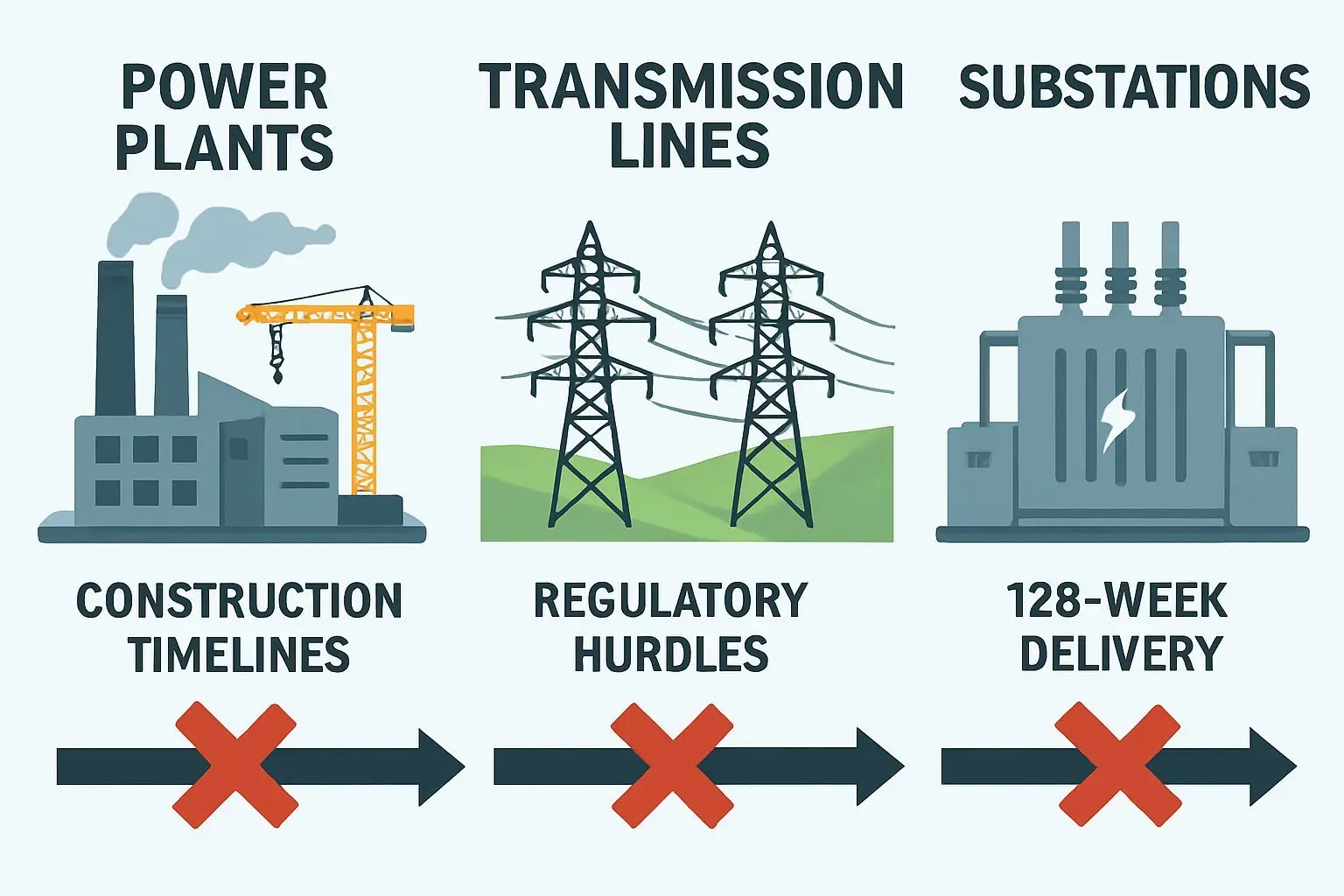 전력 공급의 3대 병목: 발전, 송전, 변전의 동시 위기