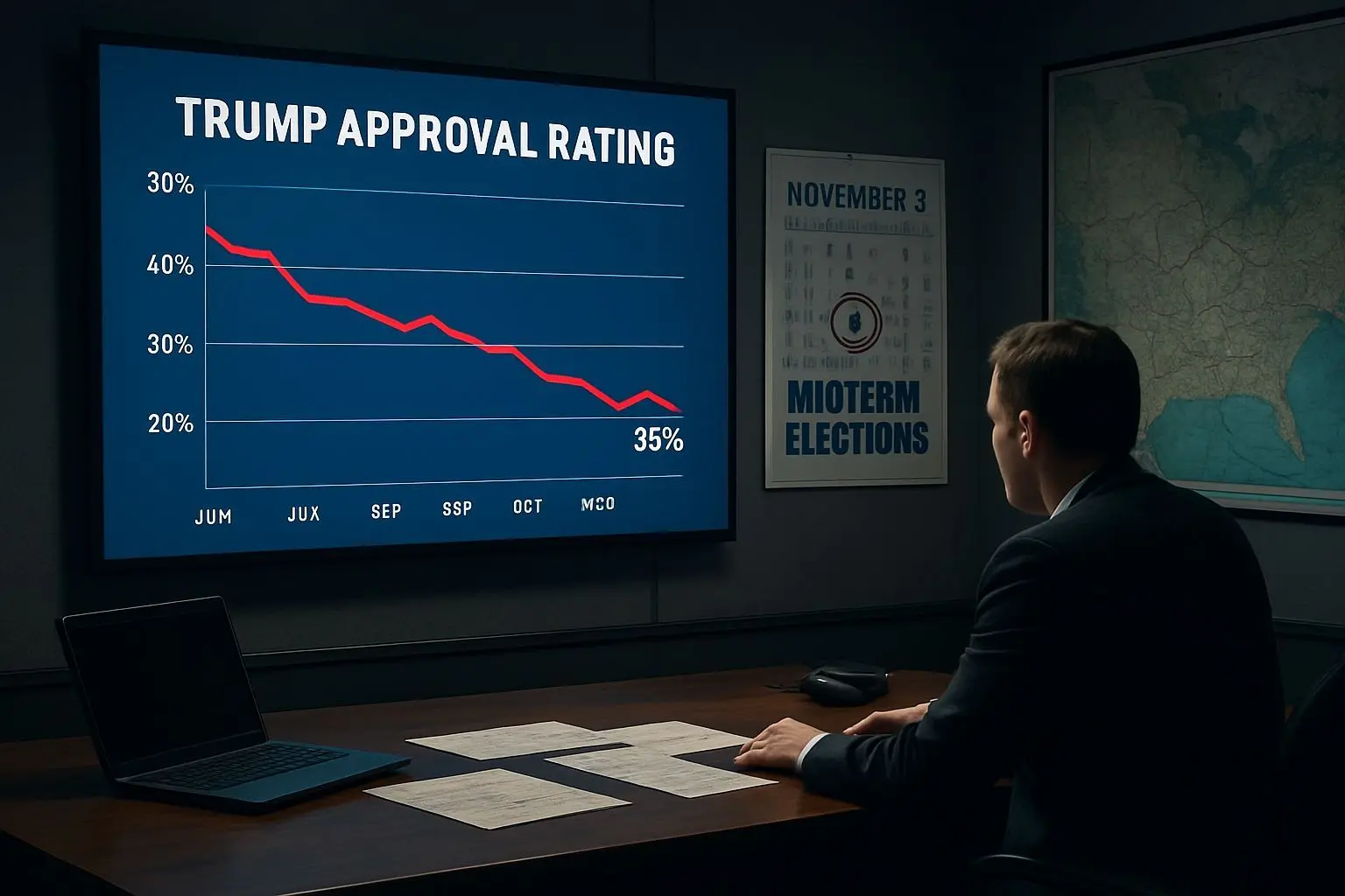 ⚙️ 트럼프의 정치적 계산: 중간 선구와 지지율