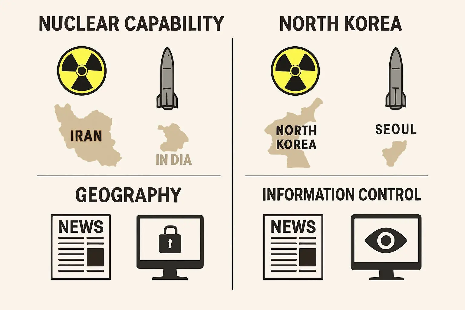 🔍 미국이 이란은 공격하고 북한은 못 건드리는 이유
