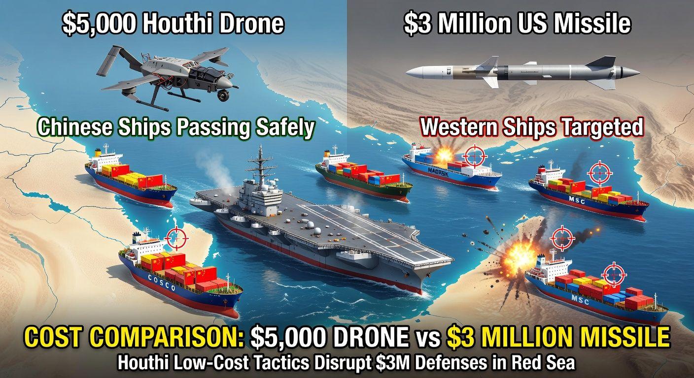 💰 1:60의 비용 전쟁: 미국은 미사일 300만 달러, 후티는 드론 5만 달러