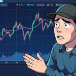 A beginner investor looking confused in front of a complex stock chart, with a worried expression, digital art.