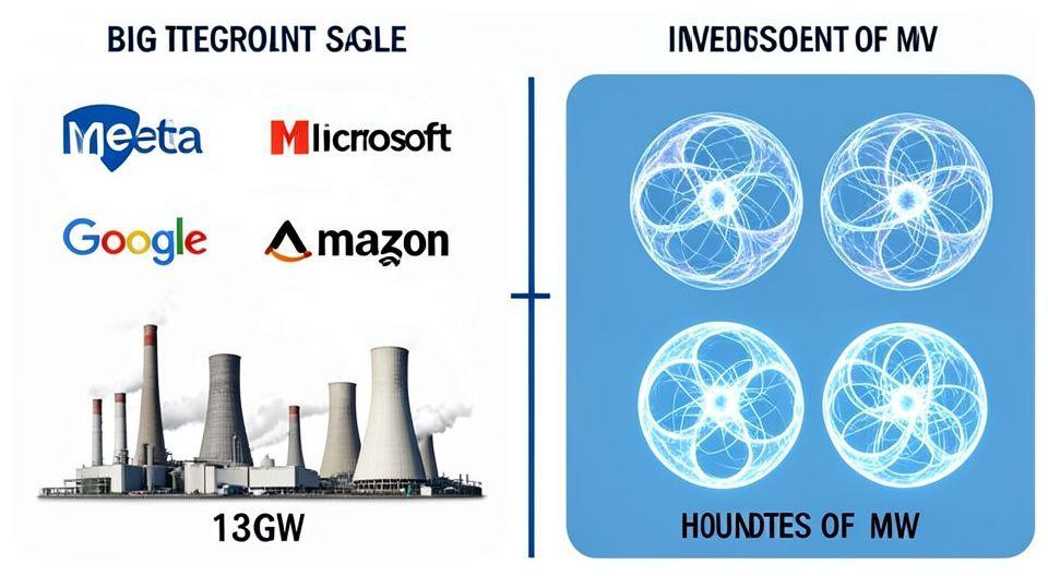 💰 빅테크의 에너지 전략: 원자력 13GW vs 핵융합 수백 MW