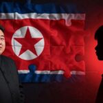 A conceptual image showing North Korean leadership succession puzzle pieces with Kim Jong-un and a young girl's silhouette, in a dramatic political context with red and black tones