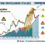 A detailed infographic showing a large salary amount being poured entirely into a volatile stock market graph, with warning signs and statistics floating around. The visual contrasts risky behavior with stable investment strategies, targeting 30-40 year old professionals.