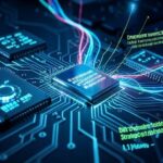 A futuristic image of quantum technology, with glowing circuit boards and data streams, emphasizing government investment and strategic importance.