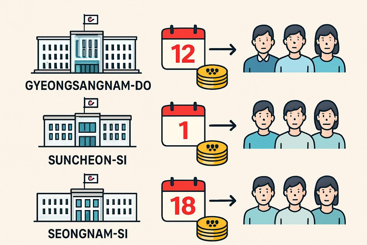 📈 주요 지자체 추가 생활지원금 공문 발표 현황