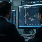 A quiet financial market scene, subtle undercurrents of global currency shifts, a person observing a calm currency chart, symbolizing deeper trends. Year 2026.