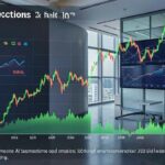 Samsung Electronics stock chart showing dramatic rise with AI semiconductor theme in background, data visualization of quarterly earnings growth, modern corporate office with digital displays